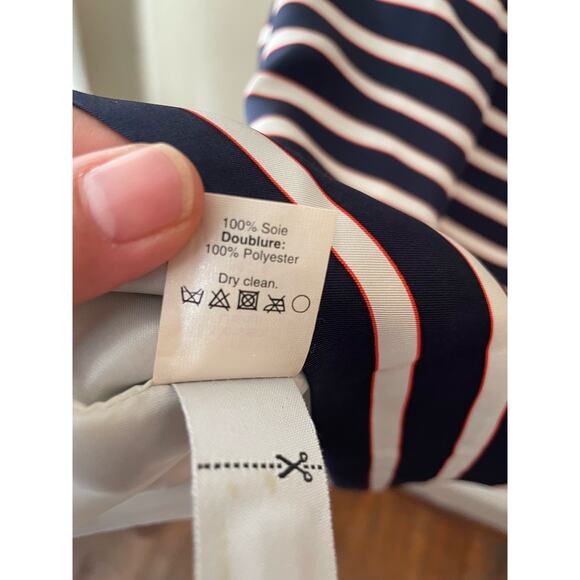 J. Crew 100% Silk Red White & Blue Striped Dress - Picture 10 of 12